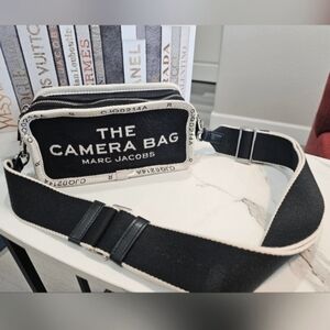 🖤 Marc Jacobs Jacquard Camera Bag Black & Cream Canvas Adjustable Crossbody 🖤